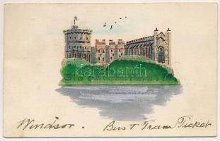 1933 Windsori kastély. Papír menetrendből kivágott és összeragasztott képeslap / Windsor Castle. Mad...