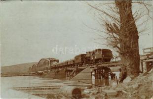 1916 Jagodina, vasúti híd, vonat, gőzmozdony / railway bridge, train, locomotive. photo + "K.u....