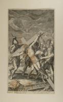 Johann Sadeler (1550-1600) Christoph Swartz után: Római katonák felállítják a keresztet. Rézmetszet,...
