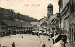 Brassó, Kronstadt, Brasov; Búzasor, üzletek / Kornzeile / street view, shops (fl)
