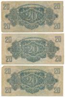 1944. 20P "A Vöröshadsereg Parancsnoksága" (3db, 2xklf: egyvonalas értékjelzéssel és 18x4m...