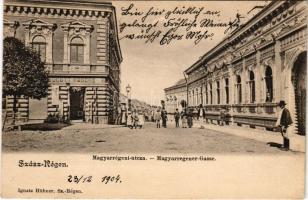 1904 Szászrégen, Reghin; Magyarrégeni utca, Kosch üzlete. Hübner kiadása / street view, shop