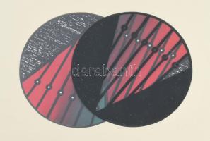 Budahelyi Tibor (1945- ): Páros hangzás. Vegyes technika, papír, jelzett, számozott (1/1), 26×26 cm....