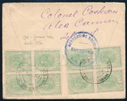 Románia 1903 Ajánlott levél a boliviai La Paz-ba 10 x 5b bérmentesítéssel. Rendkívül ritka destináci...