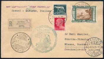1933 Zeppelin Római útja levél Csehszlovákiába
