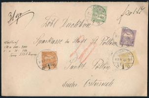 1911 Pénzeslevél 1,14K helyett 1,04K bérmentesítéssel, 20f portóelőjegyzéssel Ausztriába