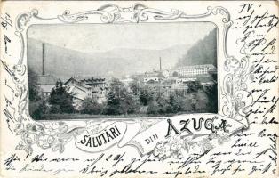 1899 Azuga, view, factory. Art Nouveau, floral (cut)