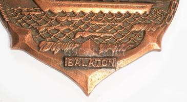 Bronzírozott Balaton mintás falidísz, jelzett, 23x18 cm