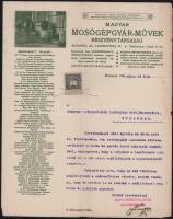 1914 Bp., Magyar Mosógépgyár-Művek Rt. fejléces üzleti levél, 1K okmánybélyeggel