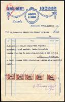 1946 Békéscsaba, Darida György szobafestő és mázoló fejléces számlája, felülbélyegzett 90f-es számla...