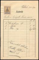1913 Békéscsaba, 2 db női ruháról szóló számla, okmánybélyegekkel