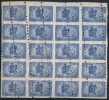 1948 Centenárium 10f 20-as tömb megsemmisítő lyukasztással