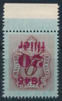 1945 Kisegítő portó 20f/8f ívszéli bélyeg fordított felülnyomással (25.000)