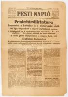 1919 Pesti Napló 1919. március 22-i száma, benne a Tanácsköztársaság első napjainak híreivel (,,Prol...