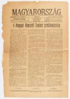 1918 Magyarország 1918. október 27-i számának címlapja, rajta: ,,A Magyar Nemzeti Tanács proklamáció...