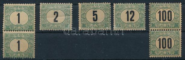 1903 Zöldportó (I.) A 1f pár, 2f, 5f, 12f, 100f pár (58.000)