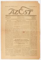 1919 Az Est 1919. május 9-i száma, benne a magyar Vörös Hadsereggel és a Tanácsköztársasággal kapcso...