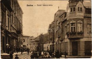 Zsolna, Sillein, Zilina; Felső Sánc utca, szálloda, üzletek. Vasúti levelezőlapárusítás 5969. / stre...