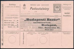 1917 Postautalvány a Budapesti Bazár kiadóhivatalának címezve