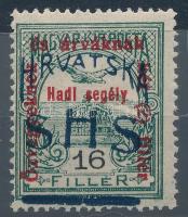 SHS 1919 Hadisegély 16f magánfelülnyomás Bodor vizsgálójellel. Ritkán látható! A horvát speciál kata...