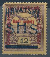 SHS 1919 Hadisegély 12f magánfelülnyomás, Bodor vizsgálójellel. Ritkán látható! (sarokhiány / missin...