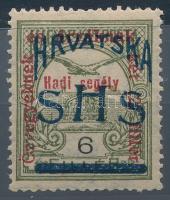 SHS 1919 Hadisegély 6f magánfelülnyomás Bodor vizsgálójellel. Ritkán látható! A horvát speciál katal...
