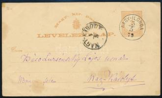 1879 Díjjegyes levelezőlap "NAGY-ILONDA" - "NAGY-KÁROLY"
