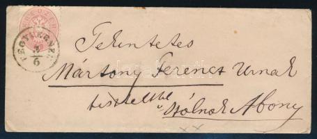 ~1864 5kr levélen "FEGYVERNEK" - "ABONY"