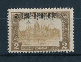 Nyugat-Magyarország III. 1921 Parlament 2K fordított felülnyomással, Bodor vizsgálójellel