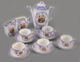 Bavaria gyermek mintás porcelán mokkás készlet. Matricás, jelzett, hibátlan 5 személyes, cukordoboz ...