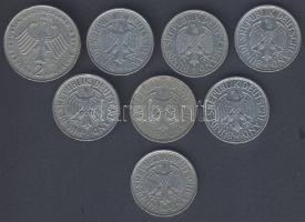 NSZK 1964-1994. 1DM (7x), 2DM (1x) T:2,3 összesen 8db 4 különböző verdejellel