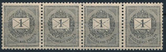 1898 1kr E négyescsík, 1 bélyegen falc