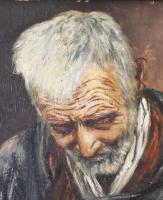 Jelzés nélkül: Zenélő társaság. Olaj, falemez. 51x74 cm. Dekoratív, kissé sérült fakeretben! KIZÁRÓL...