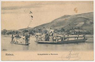 1910 Alvinc, Vintu de Jos; kompátkelés a Maroson. Adler fényirda kiadása / ferry crossing the Mures ...