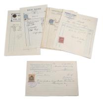 cca 1930 Győr 7 db izraelita kereskedő számlája, klf fejlécekkel,