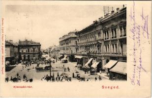 1902 Szeged, Klauzál tér, piac, könyvnyomda, üzletek. Bartos Lipót kiadása