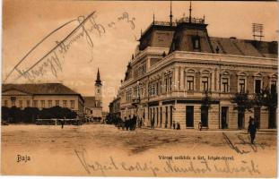 1904 Baja, városi székház a Szent István térrel. Kollár A