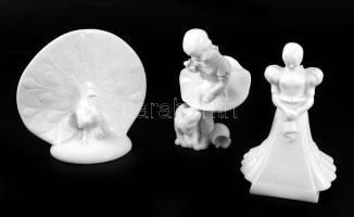 Herendi Fehér 3 darab figura, jelzett, hibátlan, m: 13 cm alatt