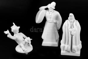 Herendi Fehér 3 darab figura, jelzett, hibátlan, m: 15 cm alatt