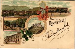 1899 Rozsnyó, Roznava; Vasas fürdő, Evangélikus polgári leányiskola, püspöki székház, Krasznahorka v...