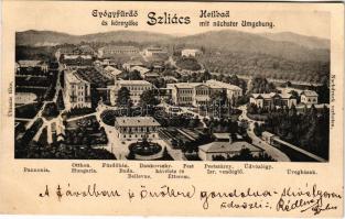 1905 Szliácsfürdő, Kúpele Sliac; gyógyfürdő és környéke. Pannonia, Otthon, Hungaria, Fürdőház, Buda,...