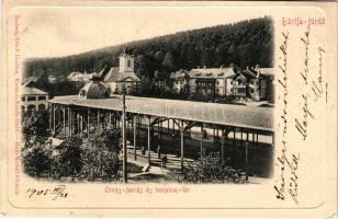 1905 Bártfa-fürdő, Bardejovské Kúpele, Bardiov, Bardejov; Orvos forrás és Templom tér. Eschwig és Ha...