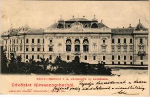 1904 Rimaszombat, Rimavská Sobota; Gömör-Kishont vármegye új székháza. Lévai Izsó kiadása / County H...