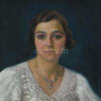Marczell György (1897-1979): Art deco hölgy portréja, 1937. Olaj, vászon, jelzett. Restaurált. 118x8...