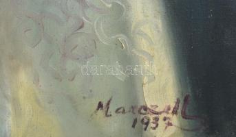 Marczell György (1897-1979): Art deco hölgy portréja, 1937. Olaj, vászon, jelzett. Restaurált. 118x8...