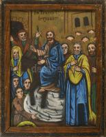 Bevonulás Jeruzsálembe - kézzel festett ikon, fém lapon, fa keretben, 28x21 cm