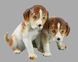 Porcelán beagle kölyökkutya pár, hibátlan, m: 10 cm