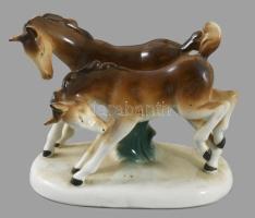 Lippelsdorf lópár figura, jelzett, hibátlan, 16x14 cm