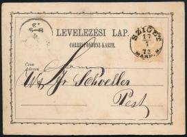 1873 Levelezőlap "SZIGET / MÁRM. M." - "PEST"