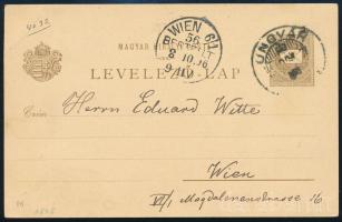1896 Milleniumi díjjegyes levelezőlap UNGVÁR WIEN